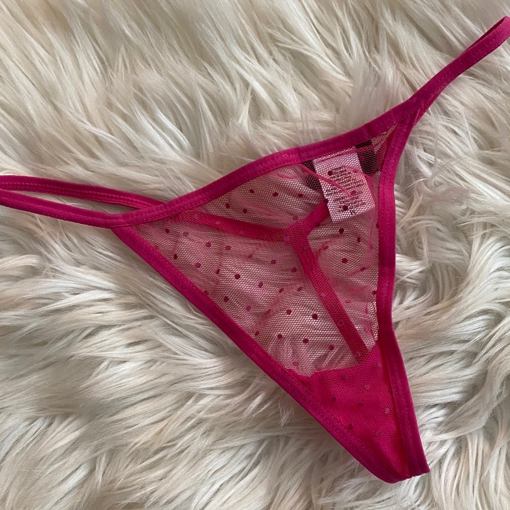 Rampage Vintage Pink Sheer Polka Dot Thong